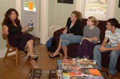 Naomi Wolf talking with students