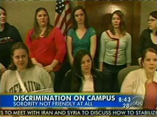 Discriminiation on Campus ABC News screen with DePauw students
