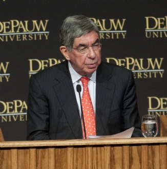 Closeup of Oscar Arias delivering an Ubben Lecture