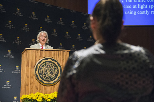 Michio Kaku fielding questions from students