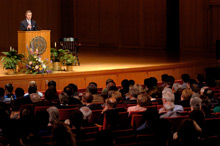 William S. Cohen and the crowd during an Ubben Lecture