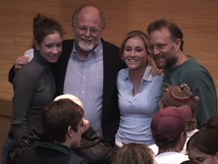 Ben & Jerry posing with students