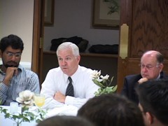 Robert Gates with political science students and faculty