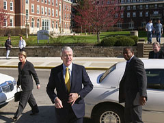 John Major arriving on campus