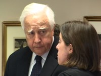 David McCullough talking with a student