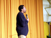 Spike Lee on stage addressing the crowd during an Ubben Lecture