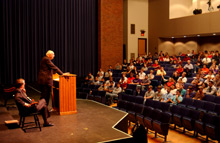 Paul Volcker and the crowd during an Ubben Lecture