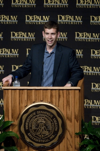 Brad Stevens delivering a Robert C. McDermond Lecture